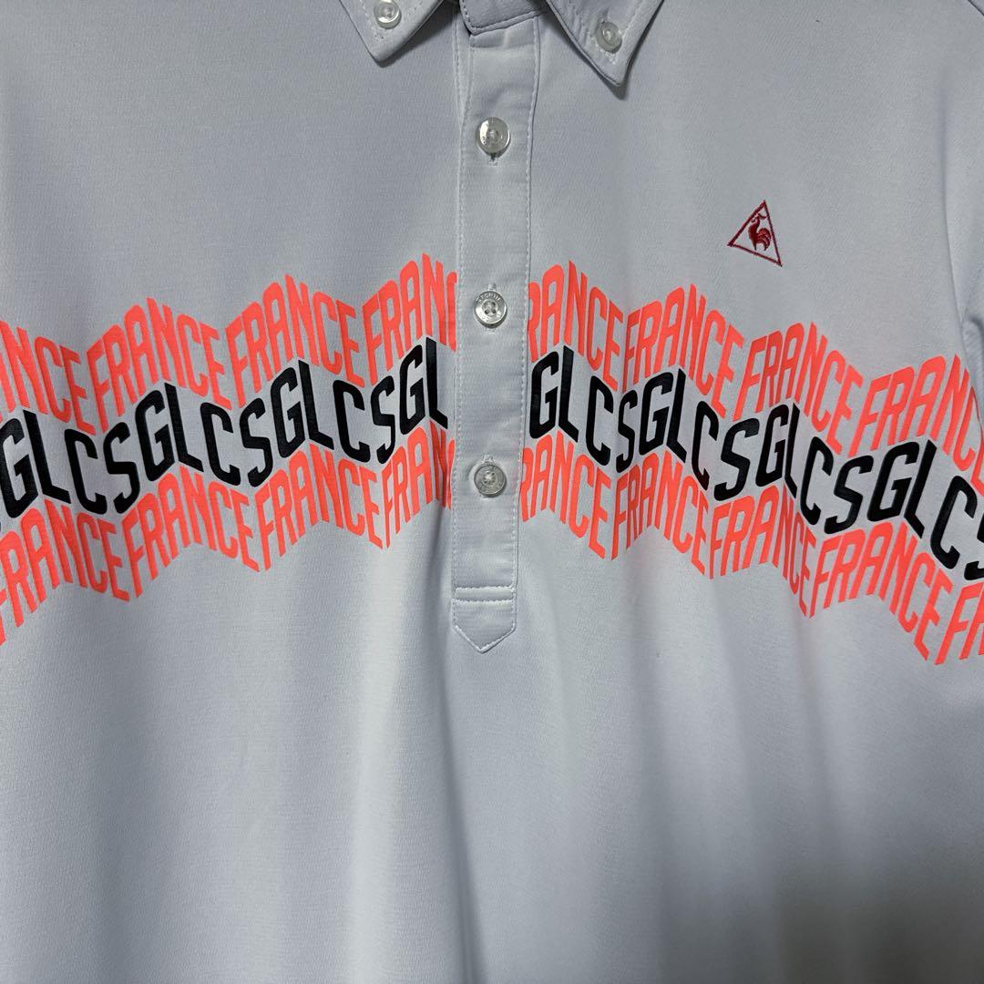 le coq sportif ルコック ロゴ総柄 長袖ポロシャツ ホワイト M