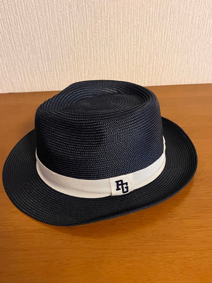 パーリーゲイツ ゴルフ麦わら帽子ストローハット紺系 中折れハット メッシュ