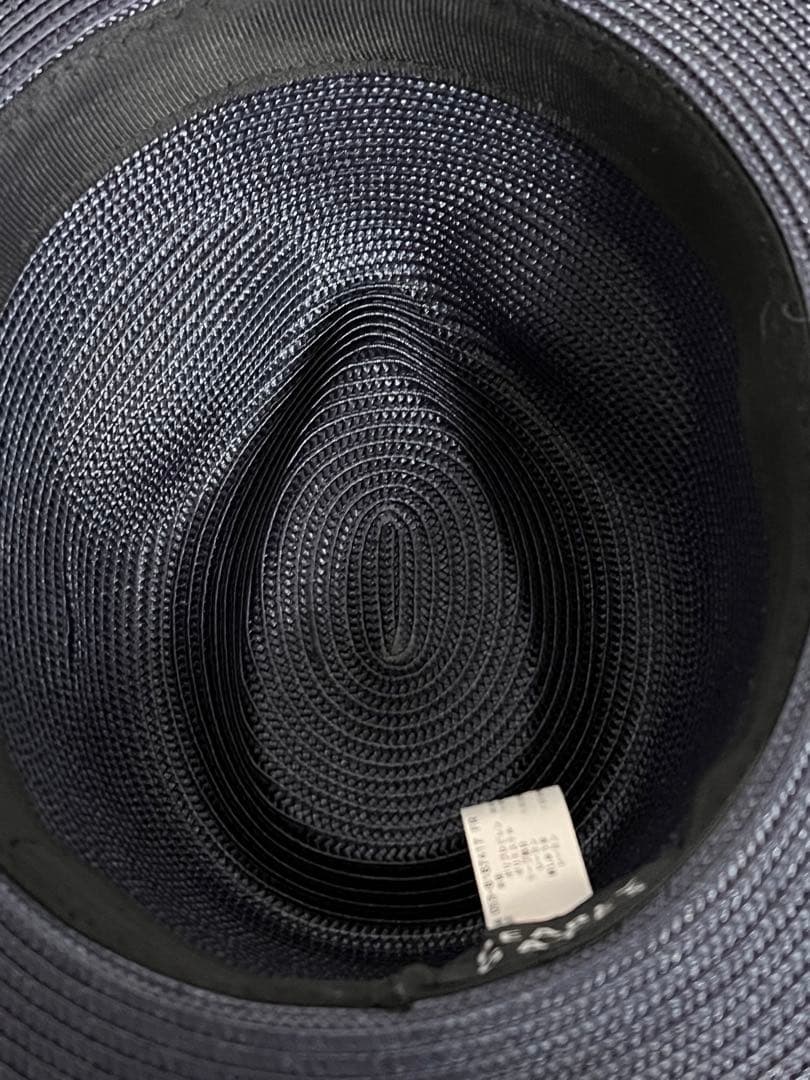 パーリーゲイツ ゴルフ麦わら帽子ストローハット紺系 中折れハット メッシュ