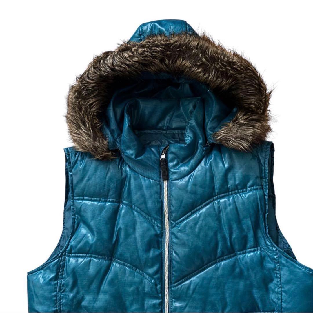 grunge fur down vest y2k お兄系 XL