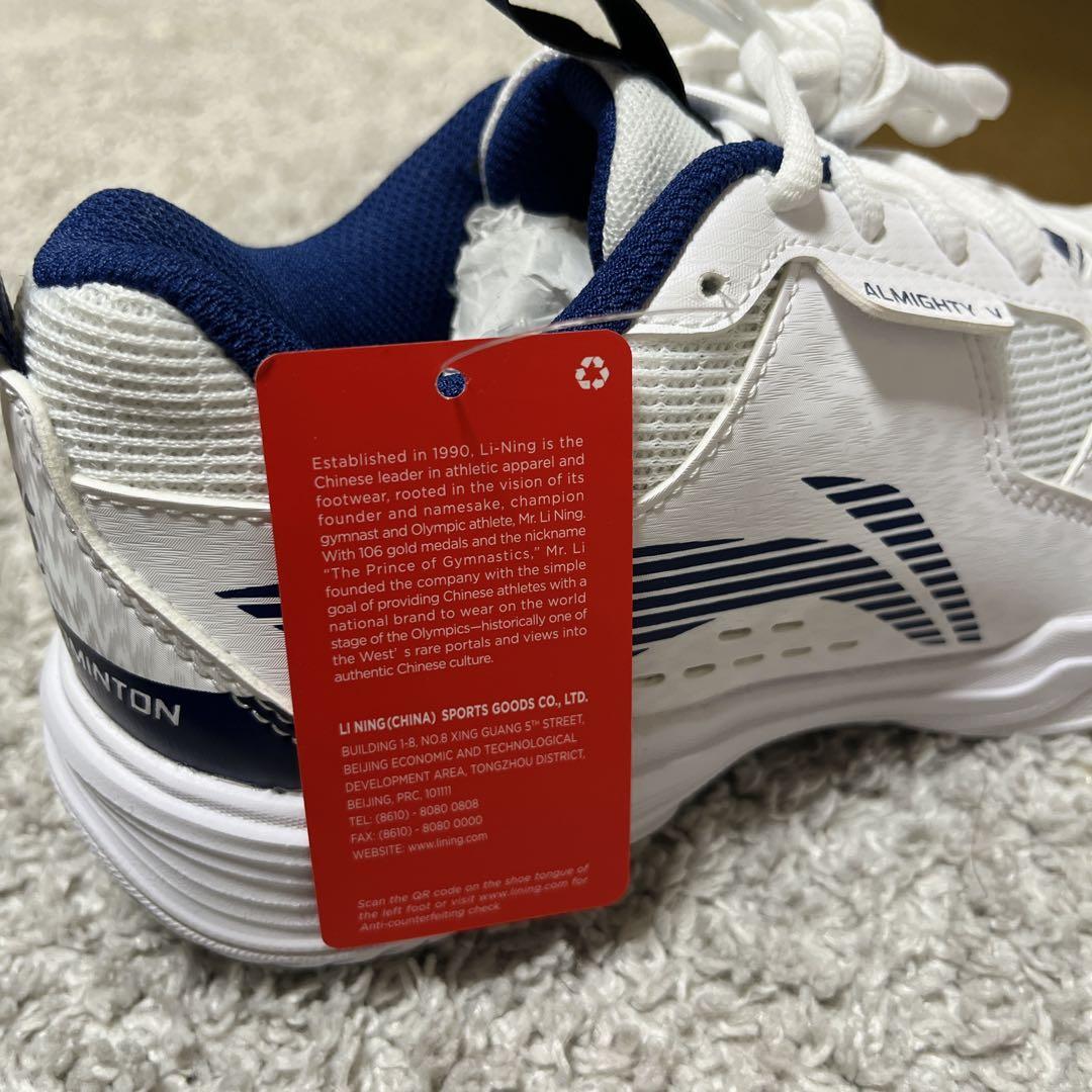 【新品】リーニン　バドミントンシューズ　ジュニア ブルーホワイト　21.5センチ