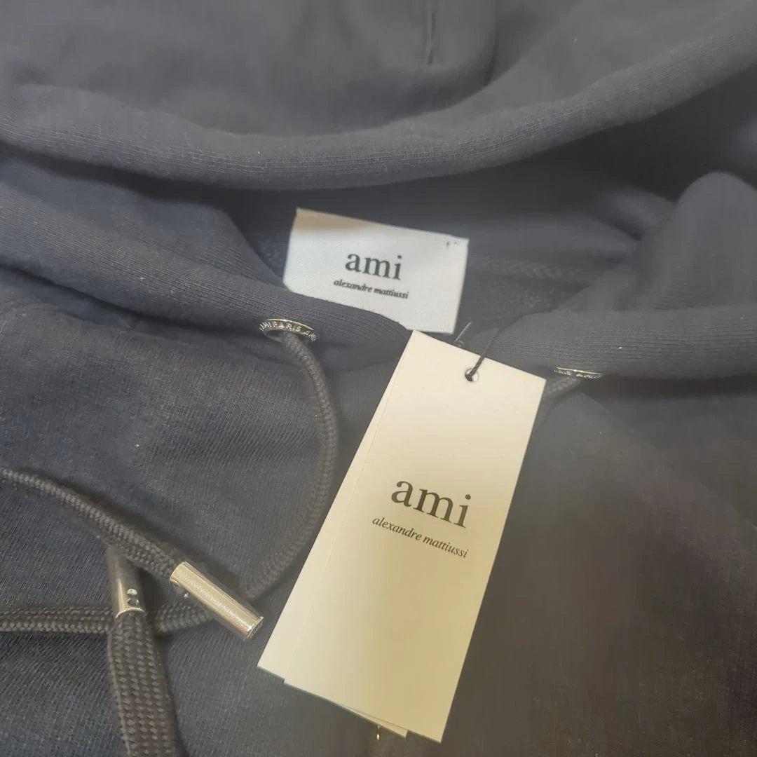 【新品】AMI PARIS フルジップパーカー　黒　Sサイズ　QR認証確認済