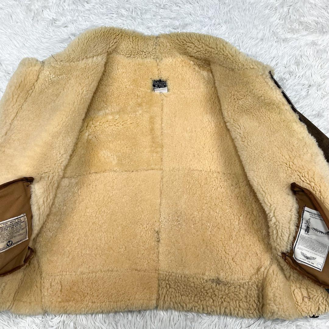 アヴィレックス B-3 リアルムートン フライトジャケット XL相当 破れなし！