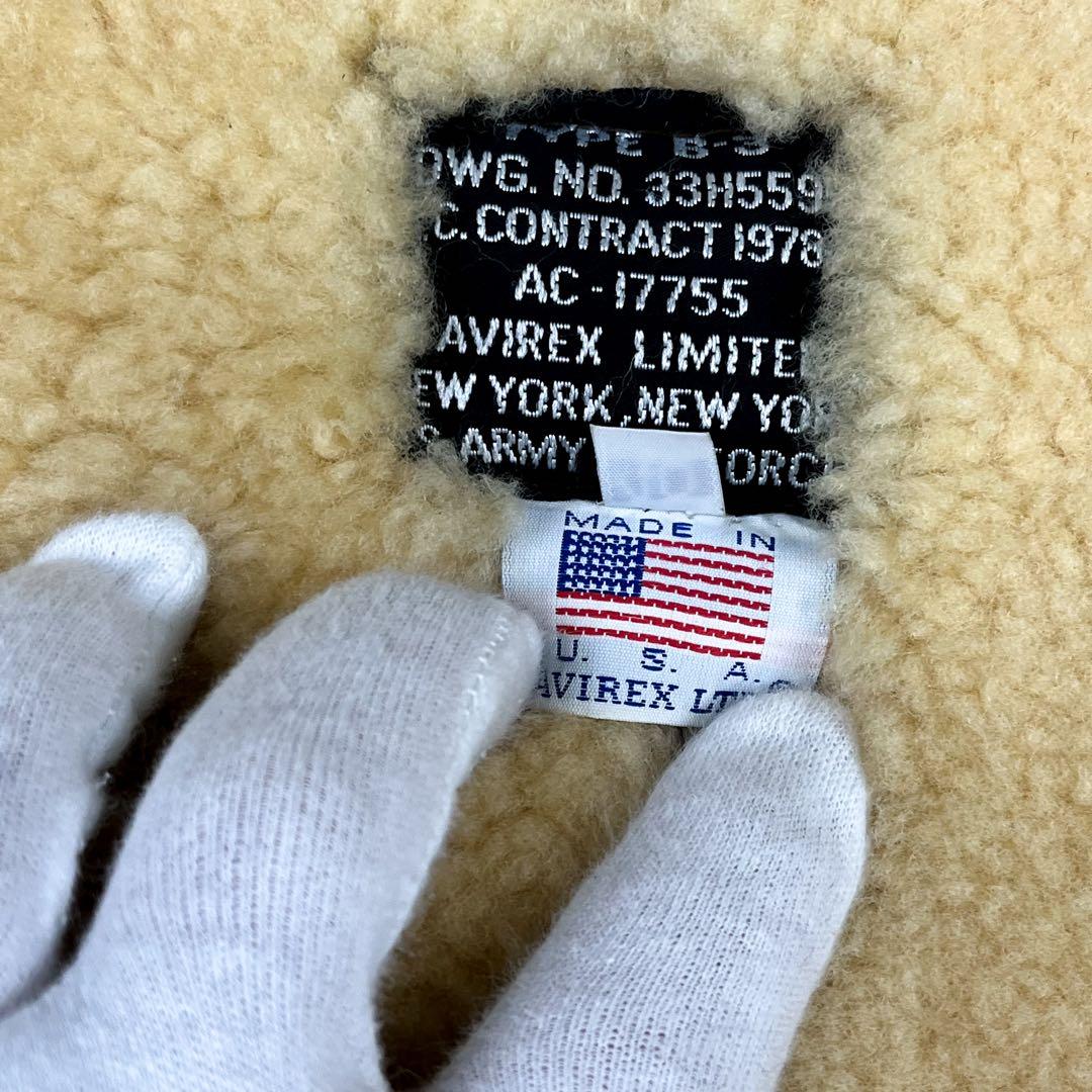 アヴィレックス B-3 リアルムートン フライトジャケット XL相当 破れなし！