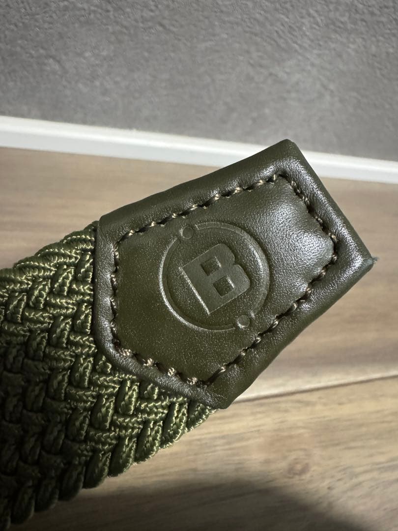 極美品　 BRIEFING 編み込みベルト カーキ