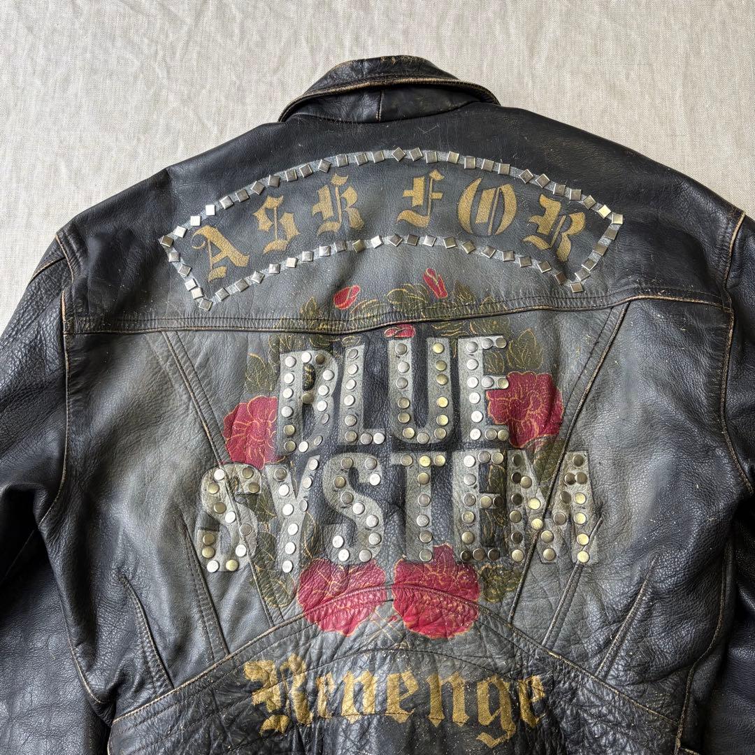 BLUE SYSTEMヴィンテージ スタッズ ダブルライダース レザージャケット