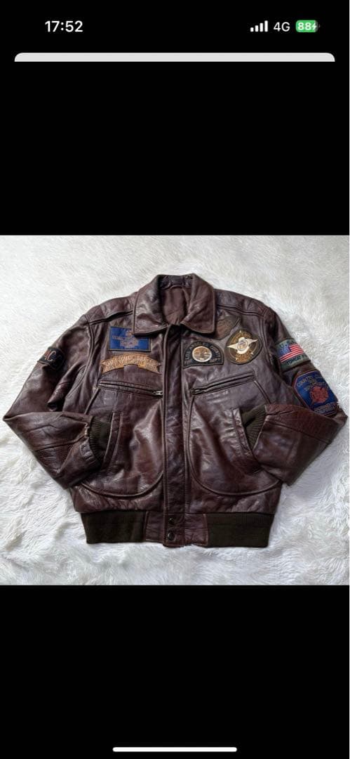 【90s】FREEDOM A-2フライトジャケット 牛革 ワッペン トップガン