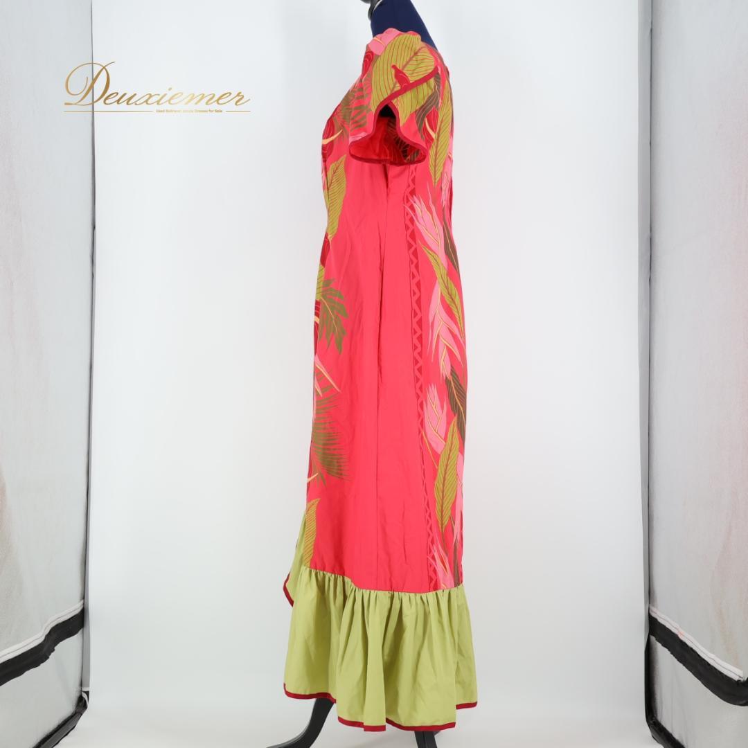 【美品 日本製 フラダンス衣装】レッド ALOHA STANDARDS ドレス