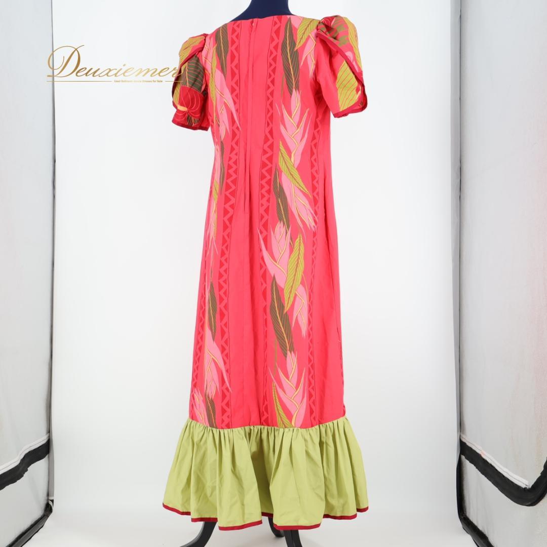 【美品 日本製 フラダンス衣装】レッド ALOHA STANDARDS ドレス