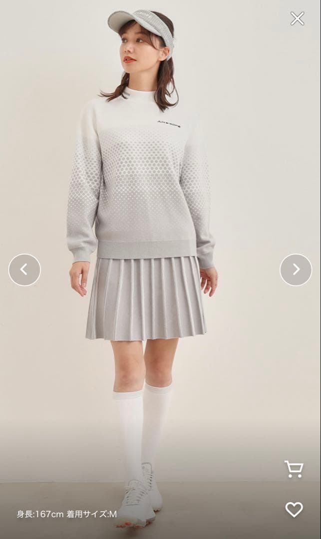 JUN & ROPE 長袖 ニット モックネック ドット グレー