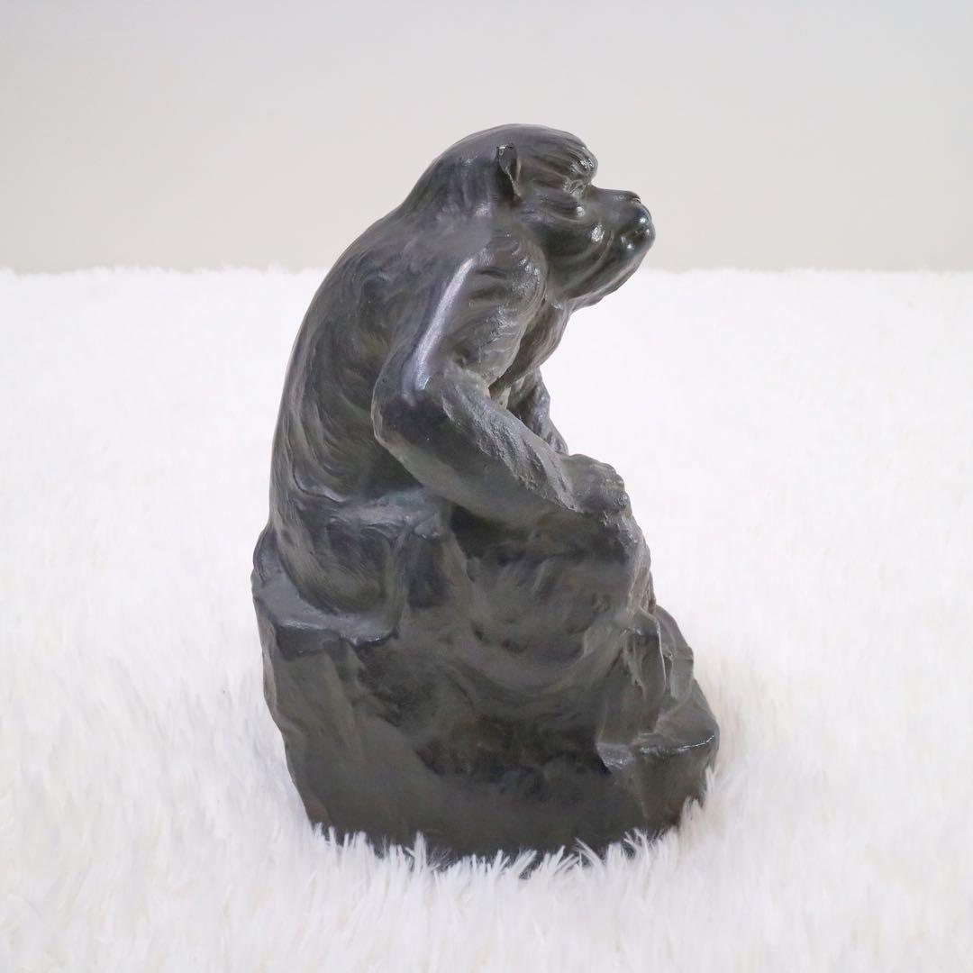渡辺環水 猿 王者 鉄製 置物 オブジェ 像 金属工芸 レトロ ビンテージ