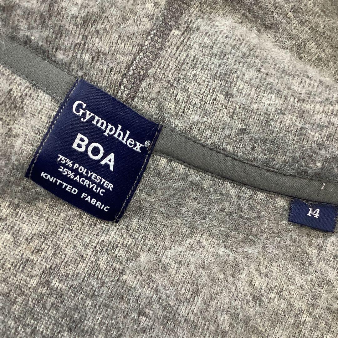 Gymphlex ボア フーデッド ベスト レザーボタン グレー