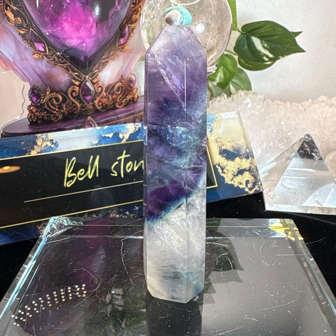 高品質トリプルカラーフローライトポイント♡六角柱♡タワーNo.1667