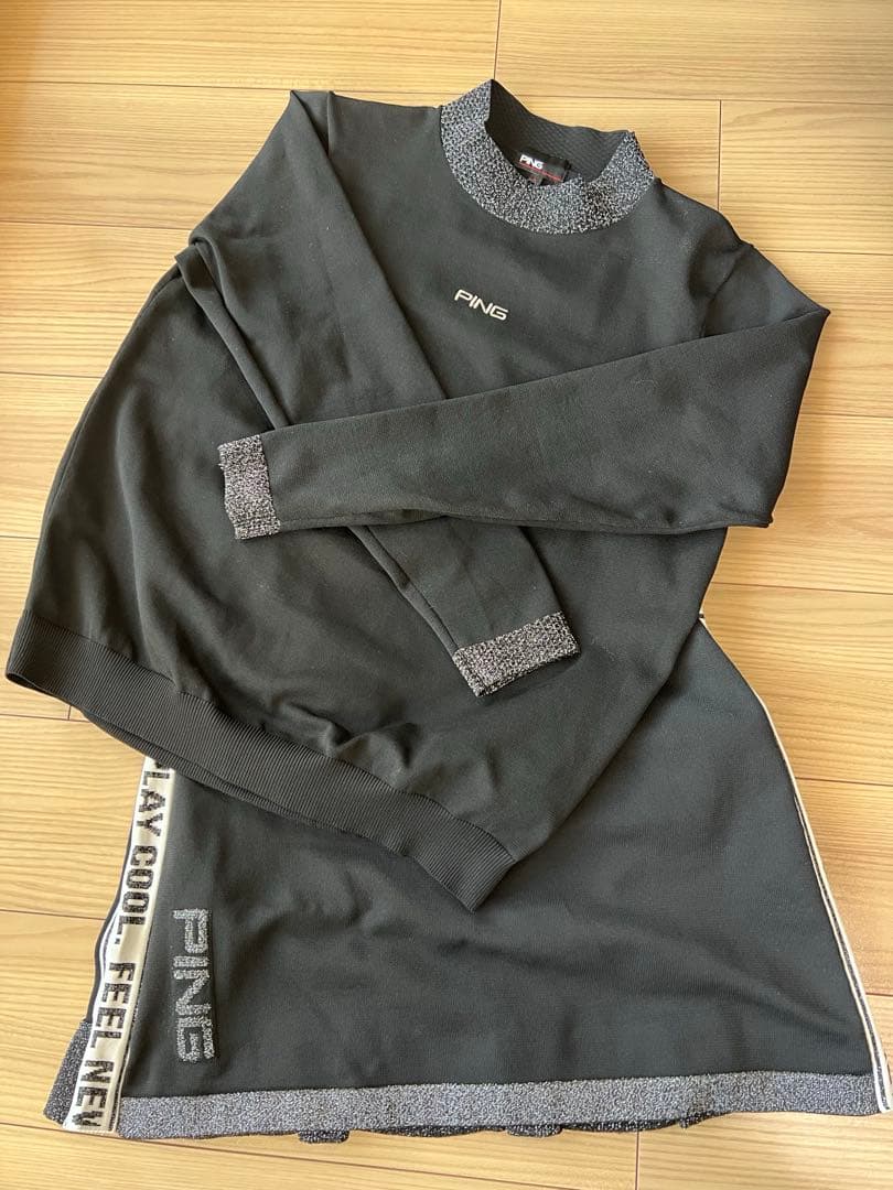 PING ピン　レディース　トップス　ニット　長袖　薄手　春　軽い　ブラック