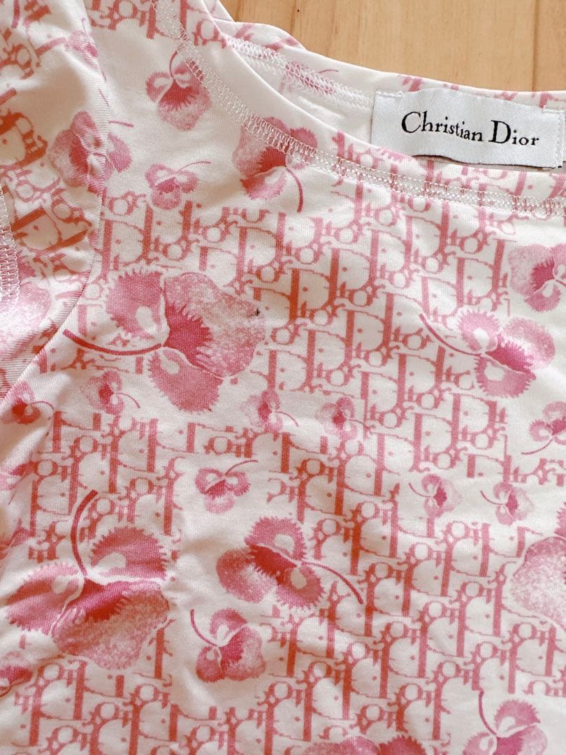 【美品】babyDior ベビーディオール Tシャツ ピンク トロッター柄