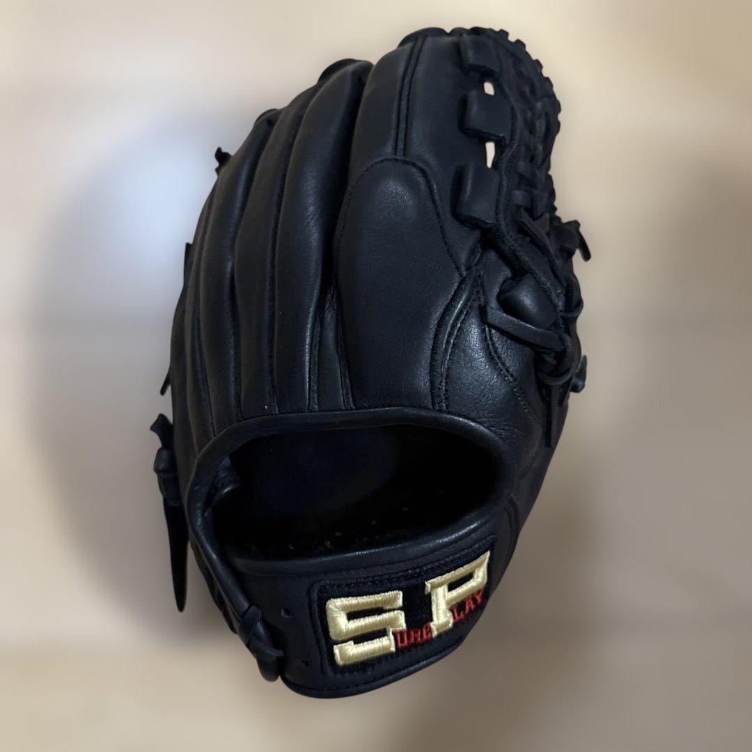 g*n様 希少シュアプレイ 黒 硬式グローブ 指当てパッド付き