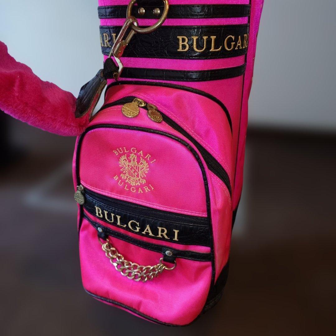 希少　BVLGARI ブルガリ　高級キャディバッグ 　ロゴ刺繍　ピンク