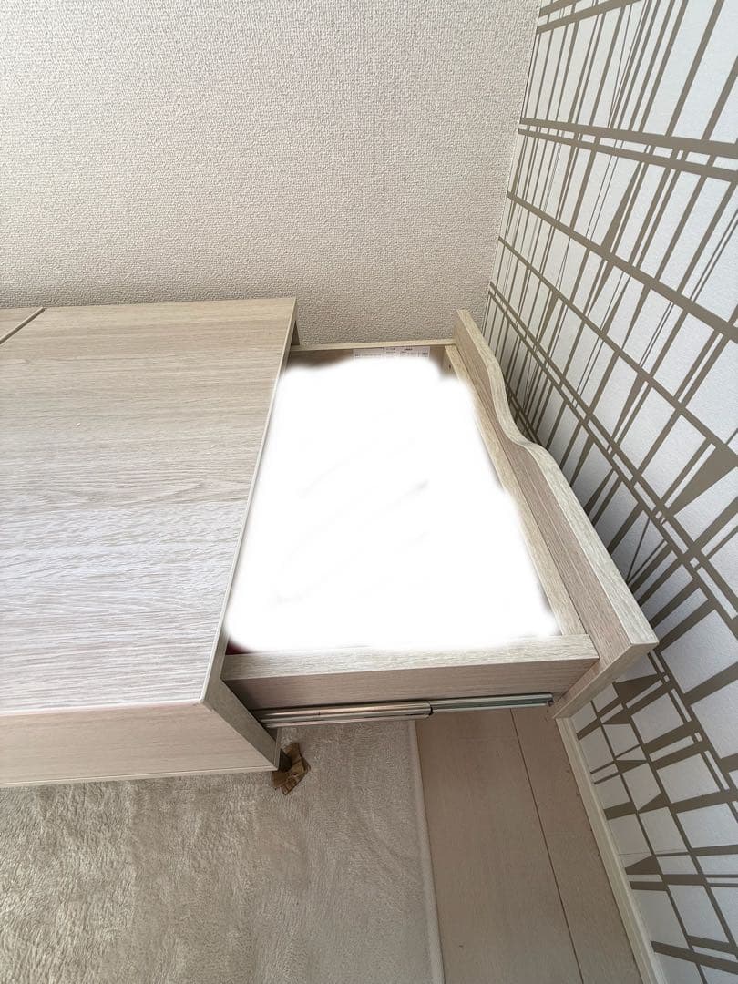 【たい】ニトリ 昇降式 ホワイト 木製 センターテーブル 引き出し付き