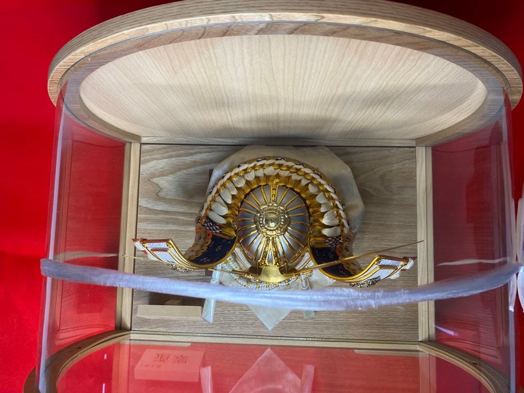 五月人形　人形工房　道翠　円形白木アクリルケース入り