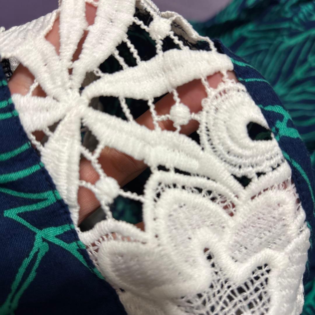 美品★アレミティ バイカラーマーメイドベアドレス（モンステラ）ネイビー（フリー）