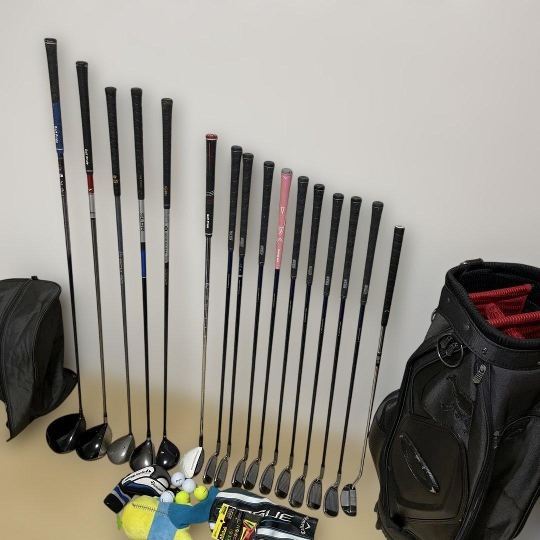 ゴルフクラブセット 右利き テーラーメイド他15本セット キャディバッグ付