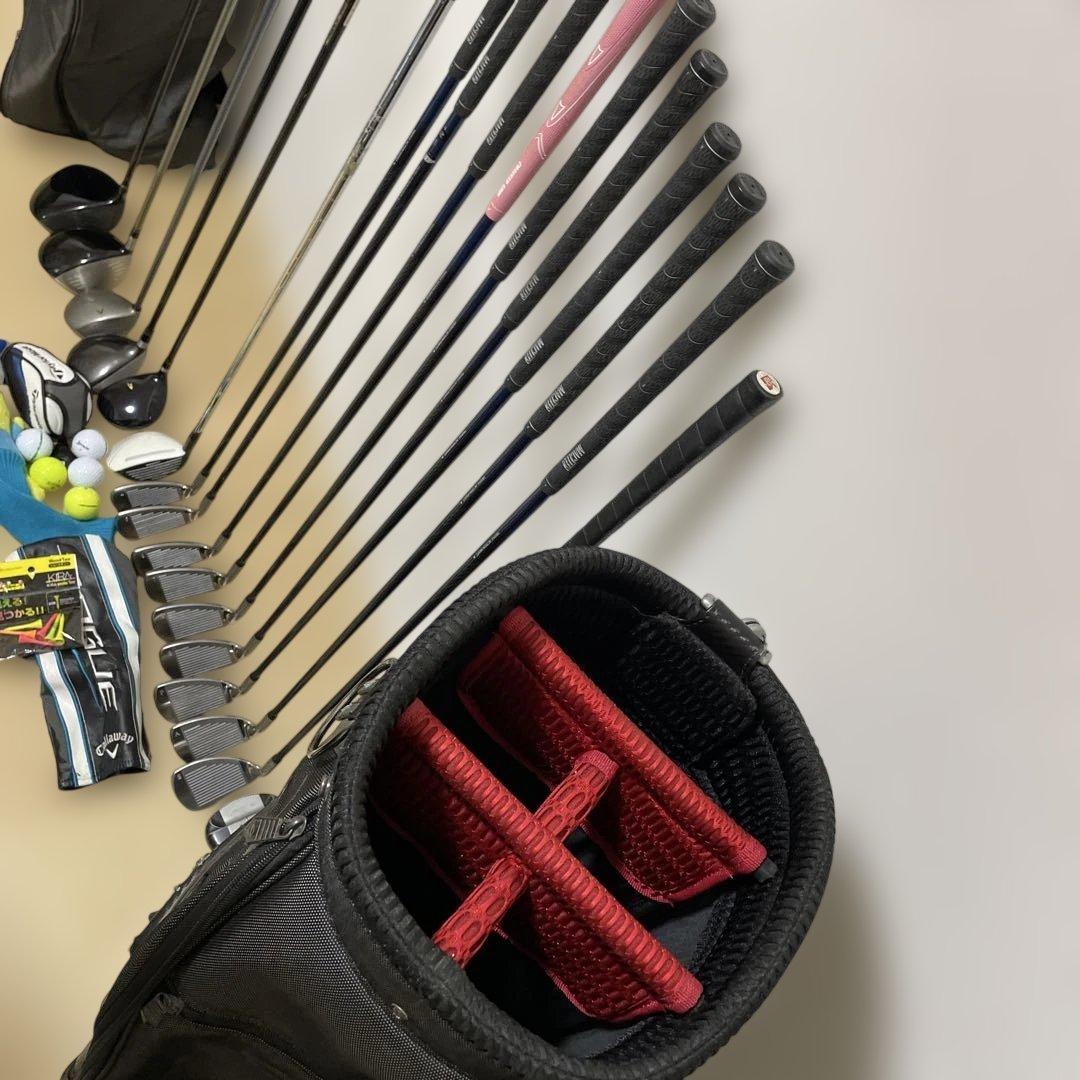 ゴルフクラブセット 右利き テーラーメイド他15本セット キャディバッグ付