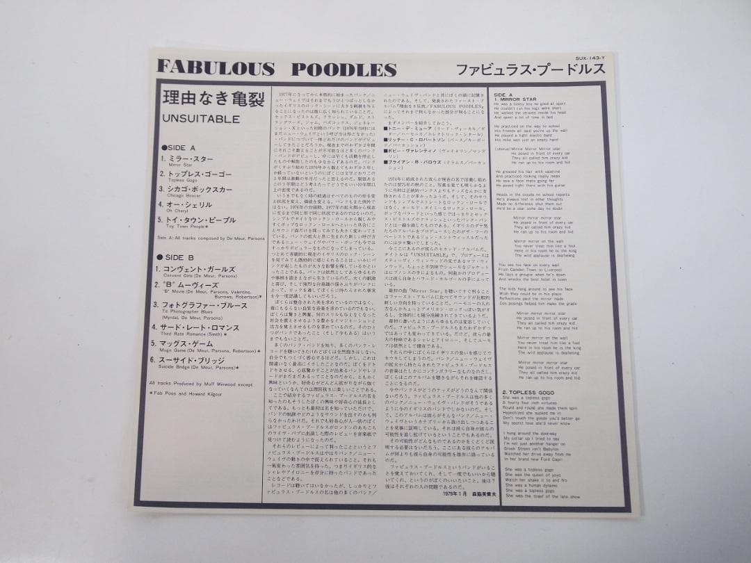 見本盤 FABULOUS POODLES UNSUITABLE 理由なき亀裂