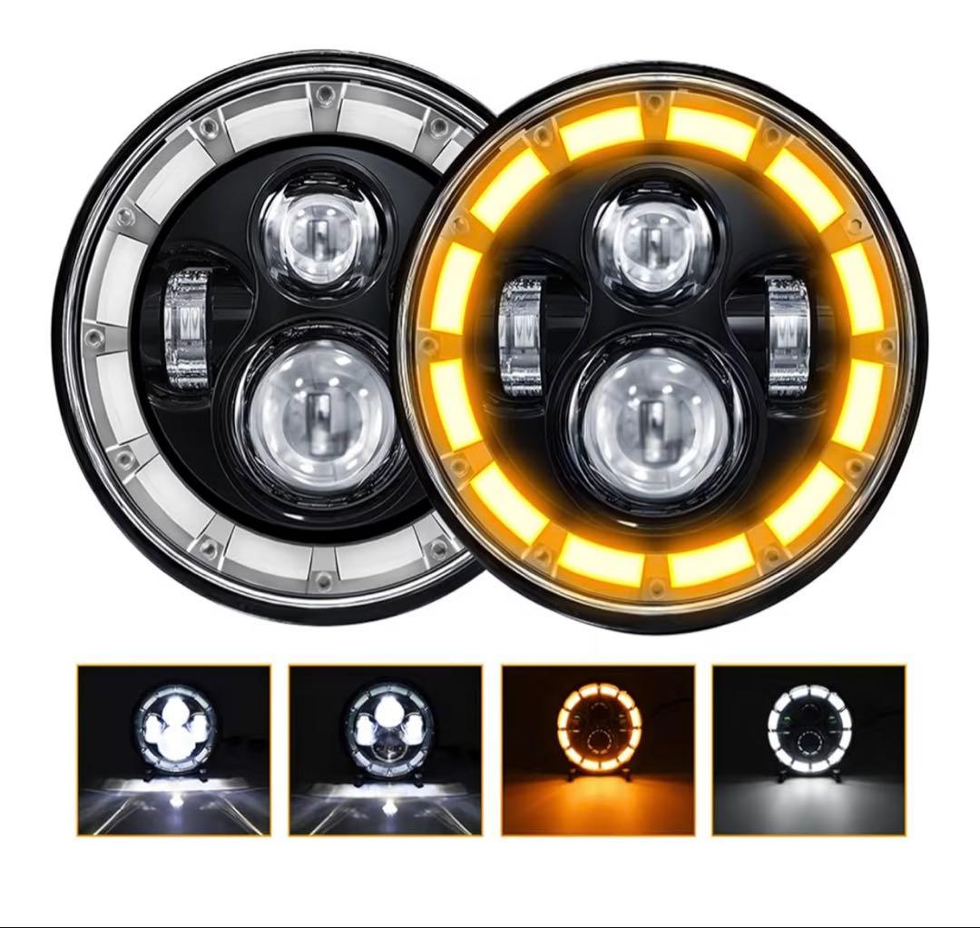 M*n様 7インチ LEDヘッドライト ハイロービームDRL ウィンカー付き、車