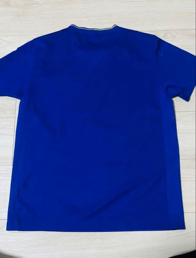 [美品]YONEX 青 ストライプ シャツ Lサイズ