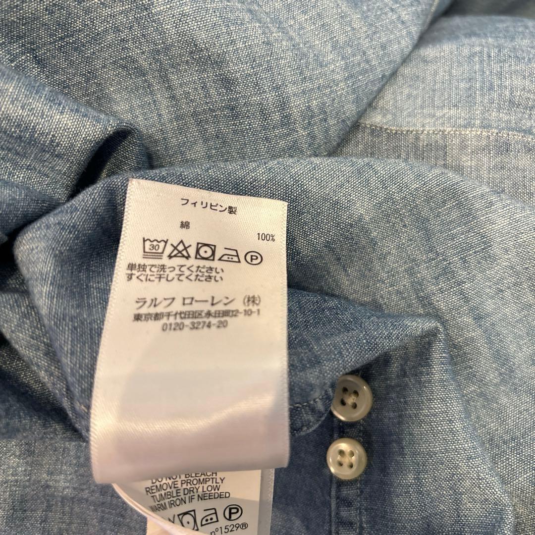 ポロラルフローレン　SLIM FIT マルチポニー刺繍 ダンガリーシャツ　M