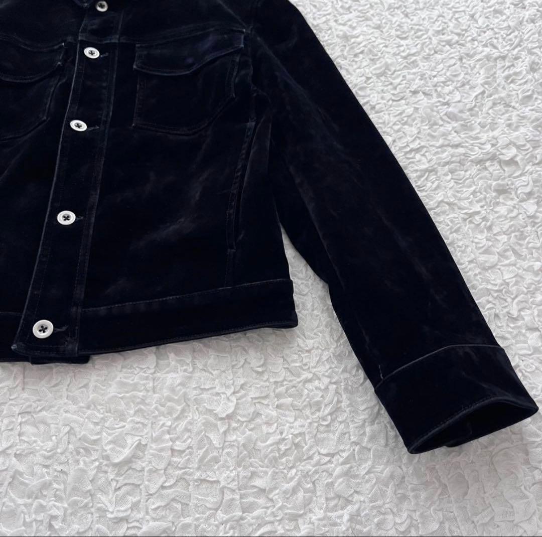 ザラ　フロッキー　ベルベット調ジャケット　S ネイビー　メンズ　春　羽織 即完