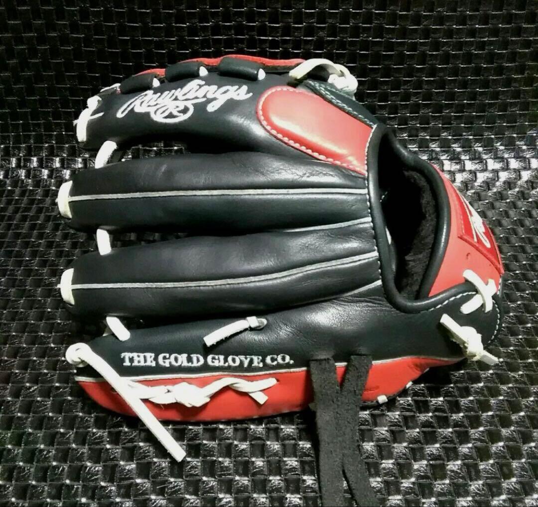 Rawlings 軟式グローブ 赤黒 チェックパターン
