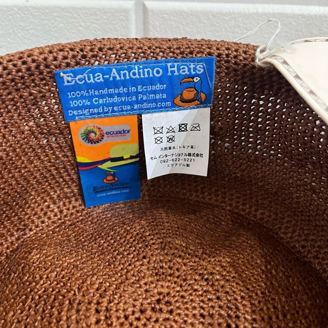新品 エクアアンディーノ パナマハット 麦わら帽子 帽子 天然草木 エクアドル製