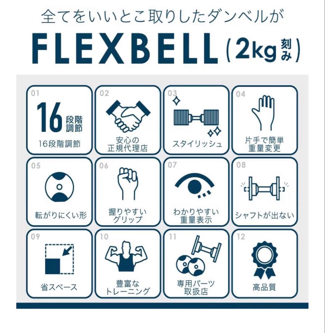 フレックスベル 正規品 可変式ダンベル 32kg ブラック　2kg刻み