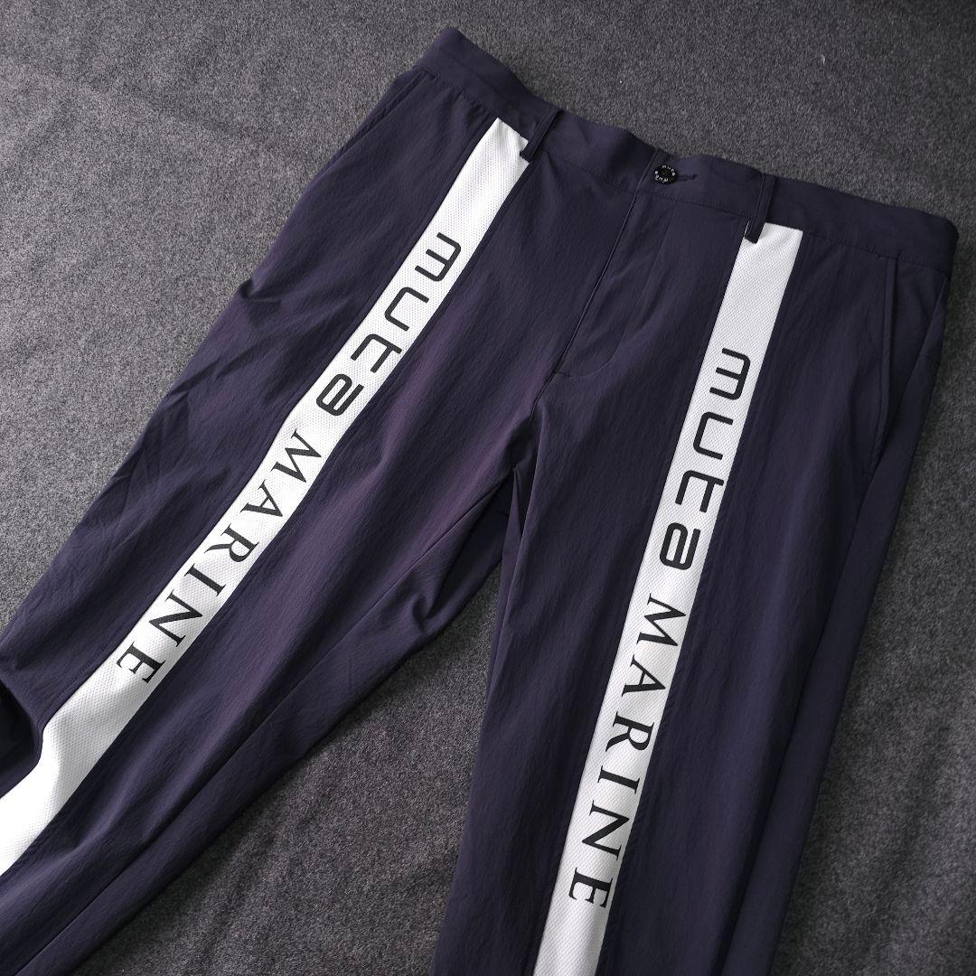 美品 ムータマリンゴルフ 春 ストレッチ素材ゴルフパンツ XL 7 ロゴネーム
