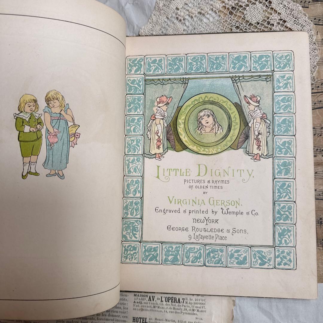稀少1881年アンティーク美しい挿絵の絵本　洋書　古書ジャンクジャーナル素材にも