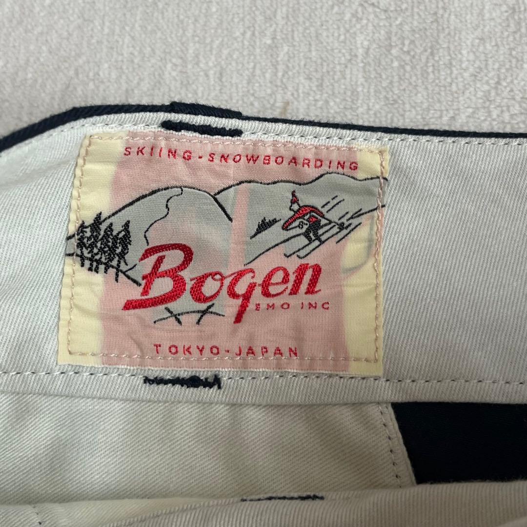 BOGEN ボーゲン カジュアルパンツ チノパン 刺繍 S 日本製 ネイビー