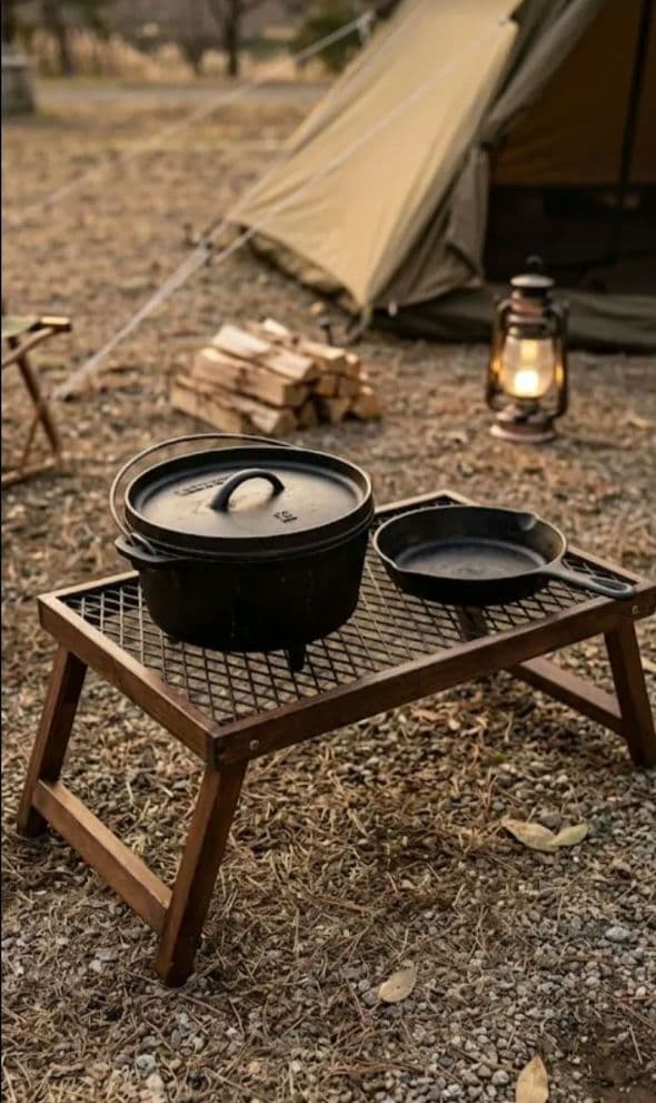 アウトドアテーブル　メッシュテーブル　耐熱テーブル　降りたたみテーブル