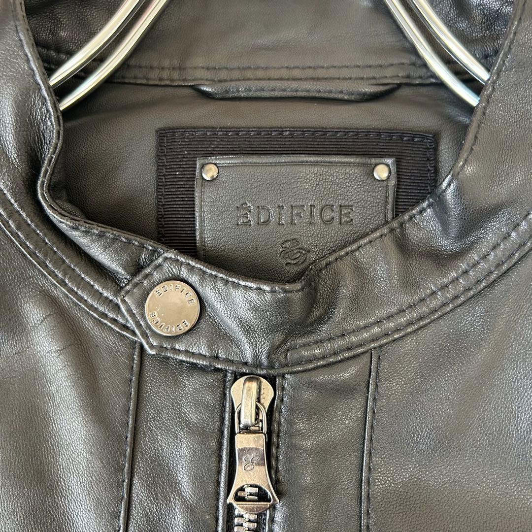 エディフィス レザージャケット 羊革 ラム シングル 38 M ブラック