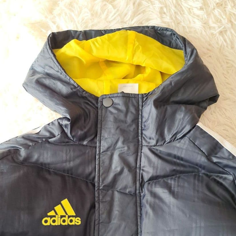 アディダスꕤ160 ダウン フード付き ベンチコート ロング ジャケット 3本線