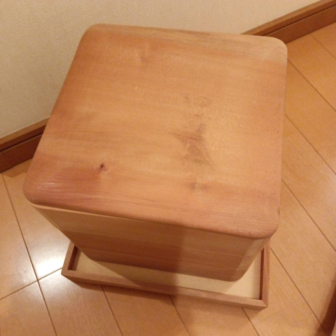 鎌倉彫木地　カツラ材台付重箱　木彫材料