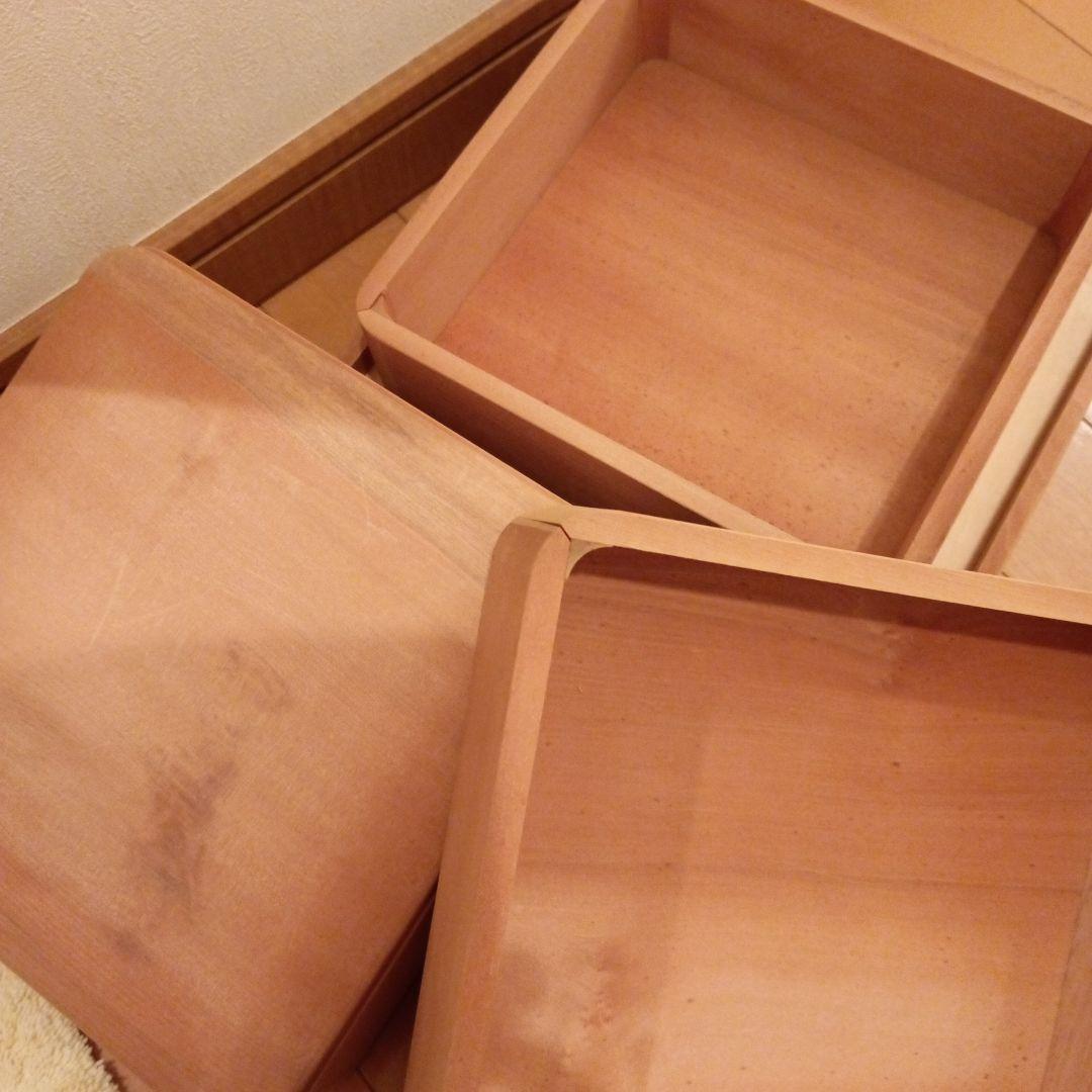 鎌倉彫木地　カツラ材台付重箱　木彫材料