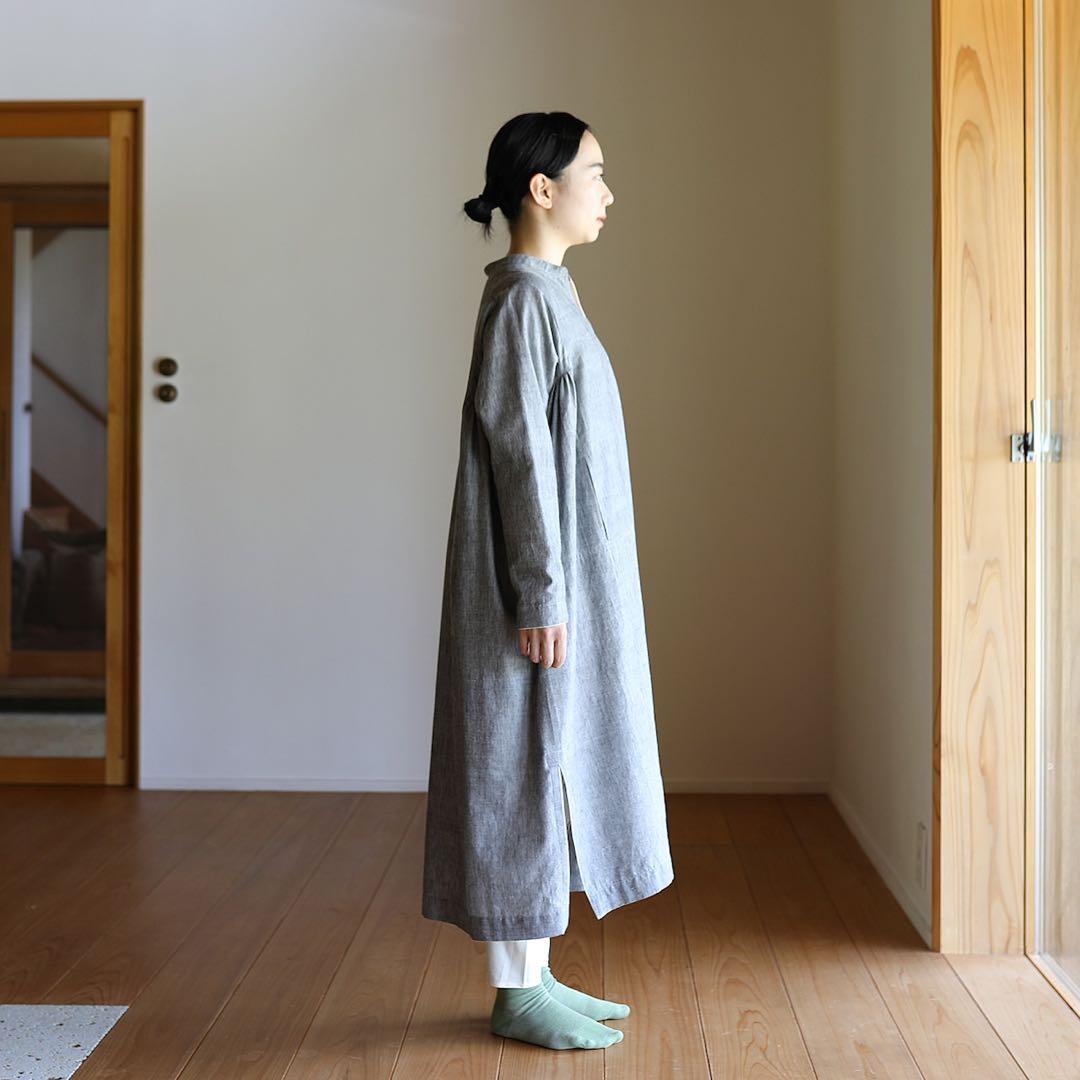 【新品】えみおわす　カフタンロングシャツ（インド綿シャンブレー）