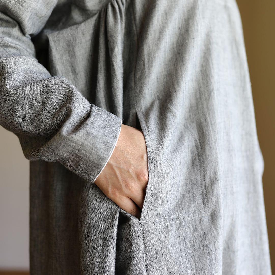 【新品】えみおわす　カフタンロングシャツ（インド綿シャンブレー）