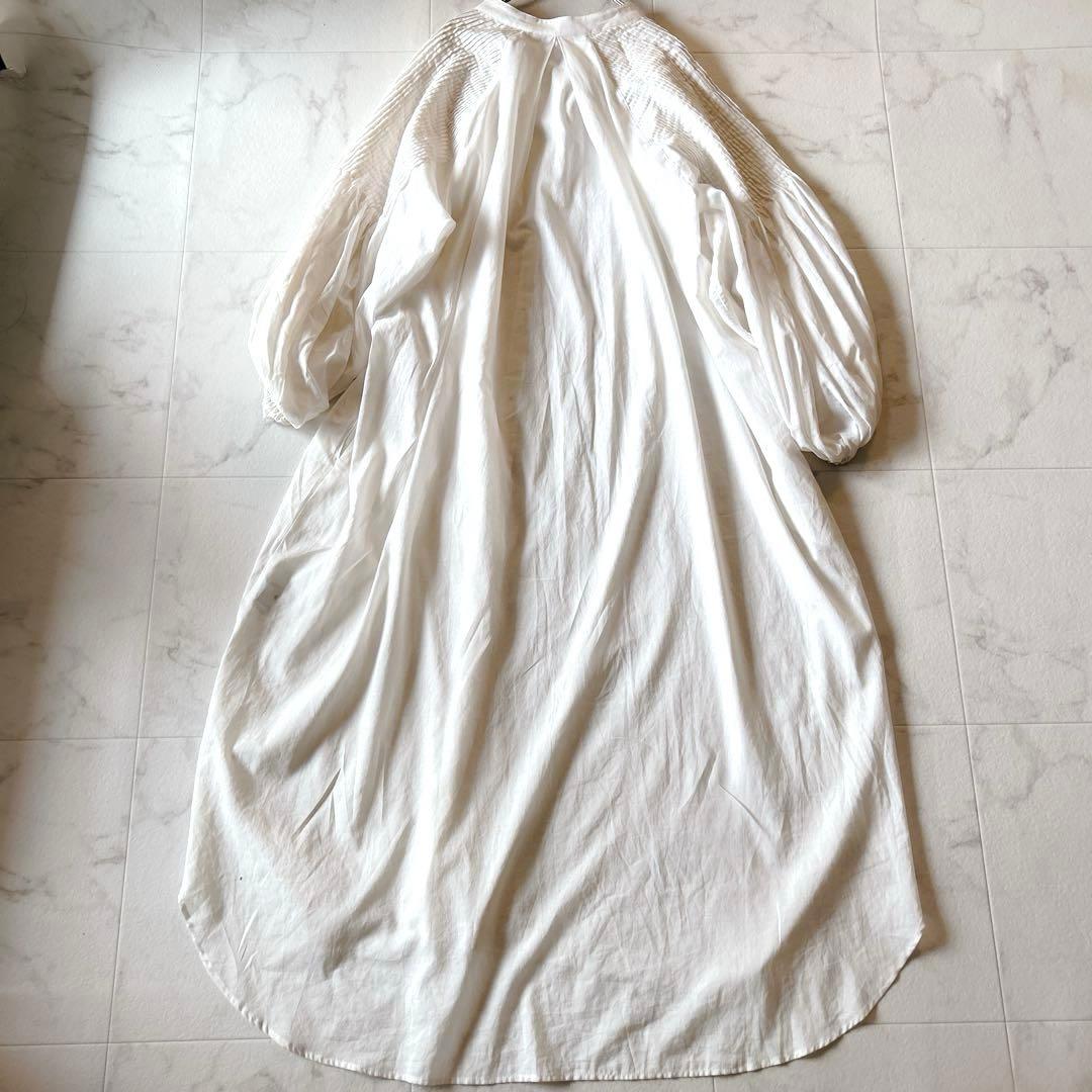 新品タグ付✨コットンローンワンピース　スリードッツ ギャザー ピンタック　フレア