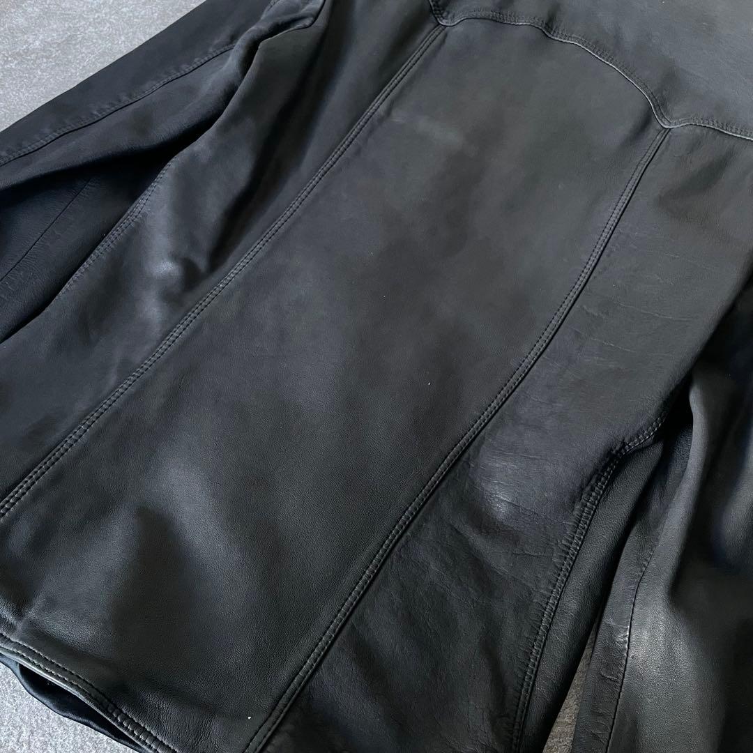 未使用★ドルチェ&ガッバーナ　ラムレザー　シャツジャケット　シワ加工　黒　44