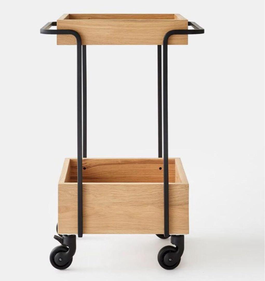 Ethnicraft 木製キッチンワゴン ナチュラル/ブラック 75cm