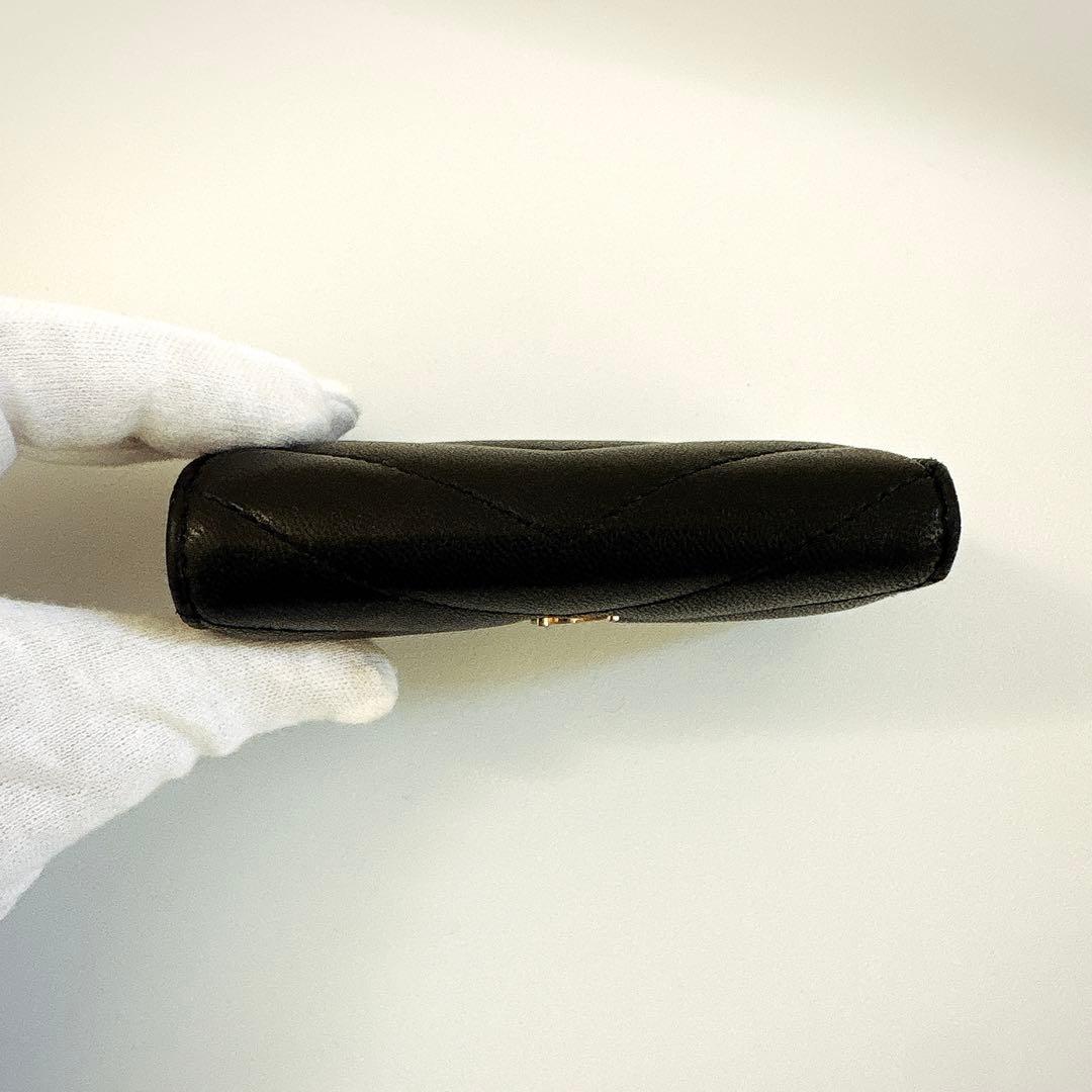 サンローラン カサンドラ マトラッセ ラムスキン 4連キーケース ブラック