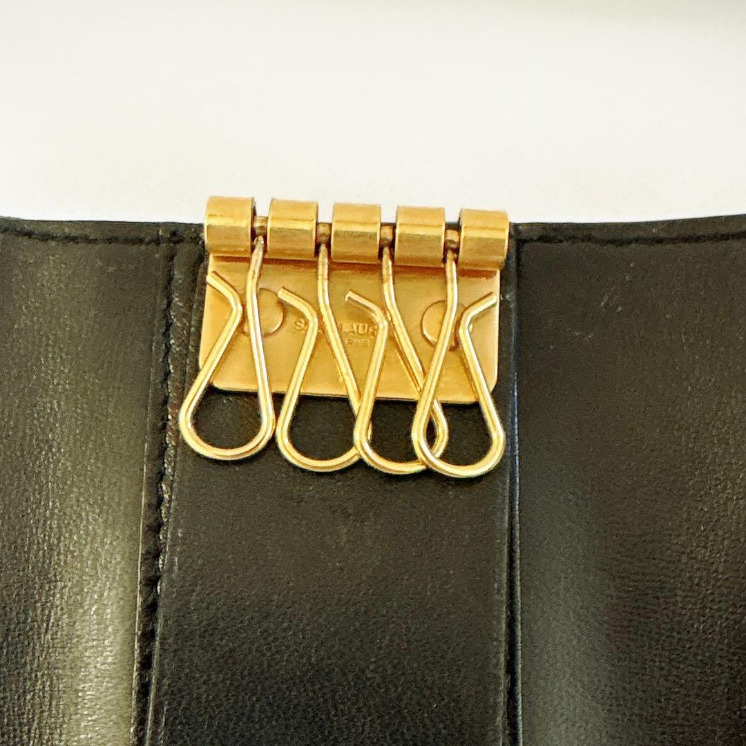 サンローラン カサンドラ マトラッセ ラムスキン 4連キーケース ブラック