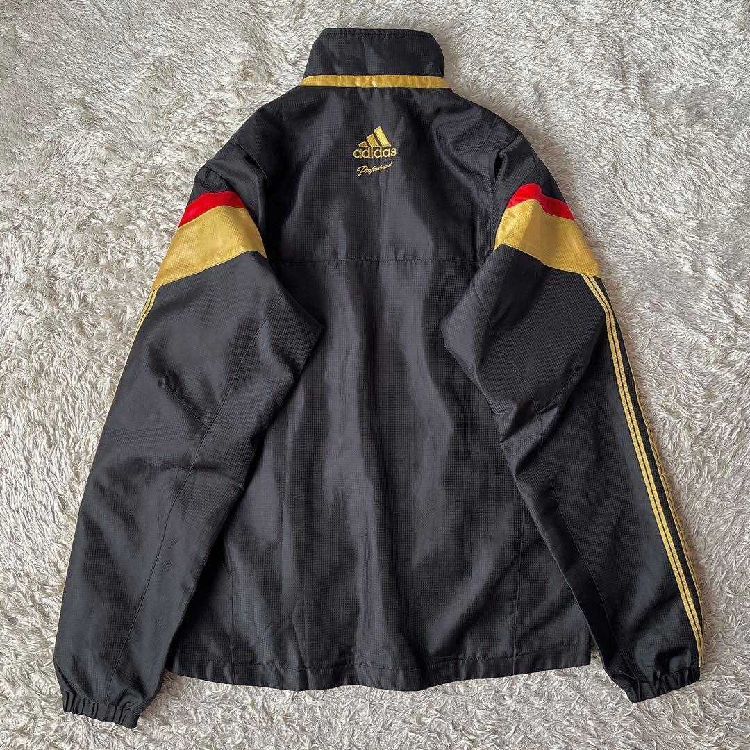 【美品】アディダス ナイロン 上下セットアップ ウィンドブレーカー ロゴ刺繍 黒